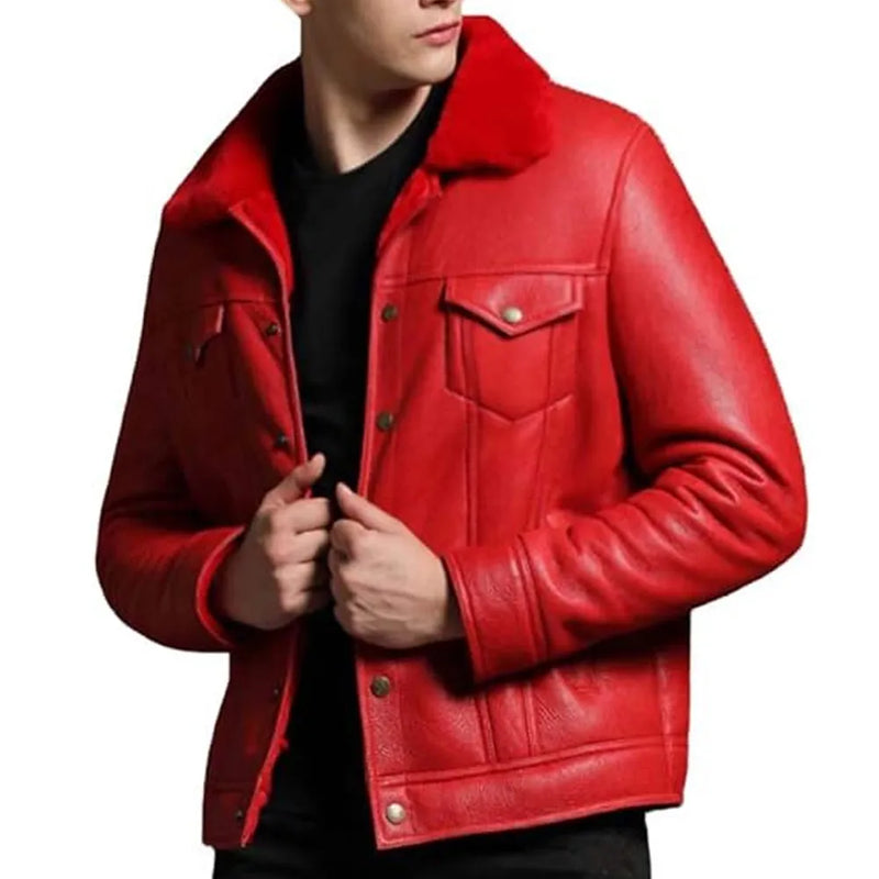 mens-trucker-red-shearling-leather-jacket