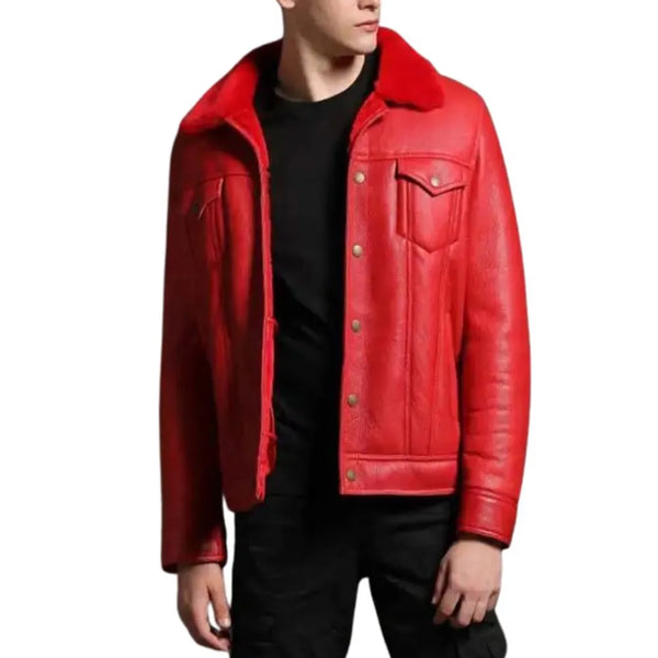 mens-trucker-red-shearling-leather-jacket