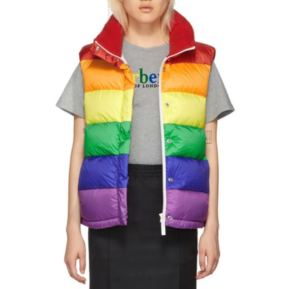 Multicolor Rainbow Puffer Down Vest