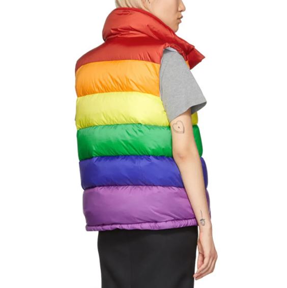 Multicolor Rainbow Puffer Down Vest