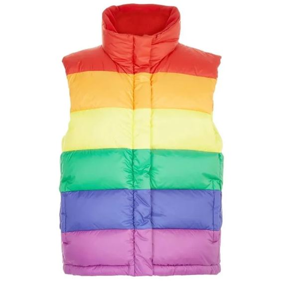 Multicolor Rainbow Puffer Down Vest