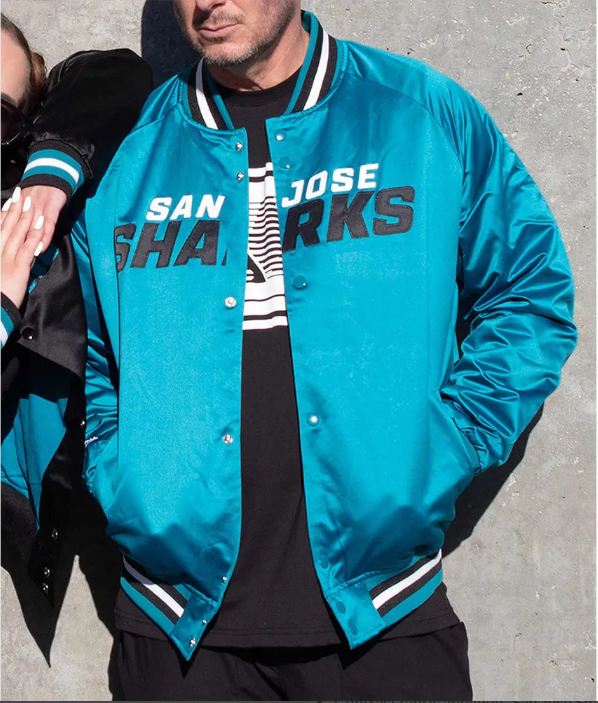 San Jose Sharks Current Logo Teal Blue Satin Jacket