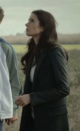 Elizabeth Tulloch Superman & Lois Black Sleeve Leather Coat