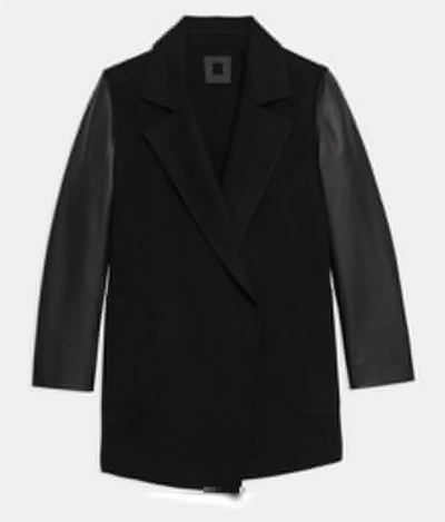 Elizabeth Tulloch Superman & Lois Black Sleeve Leather Coat